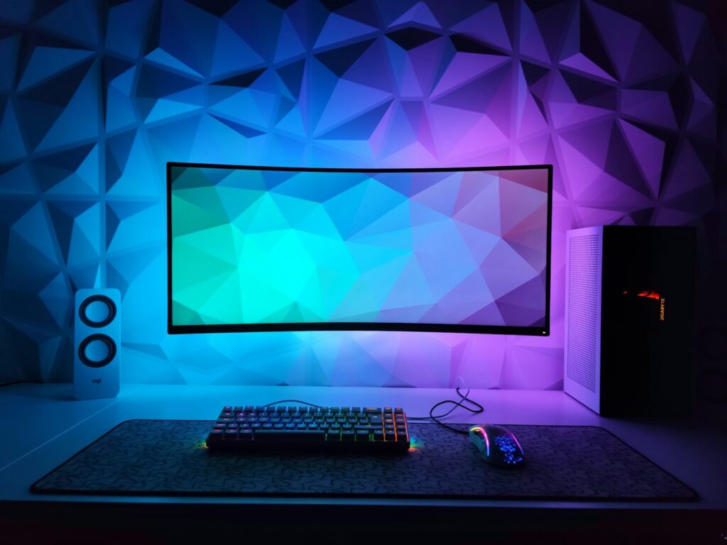Modern gaming setup with monitor and peripherals