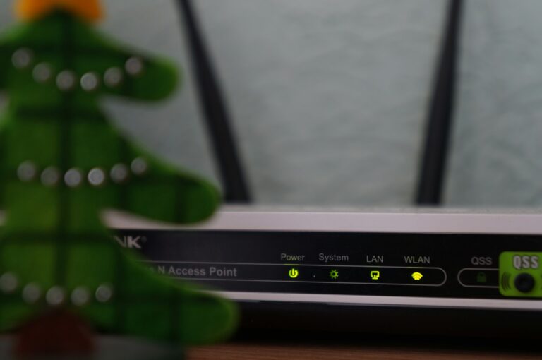 Modem router showing four indicator lights
